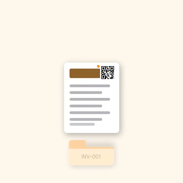 The Matrix hero still — stamped pages being sorted from a watch folder into named documents.